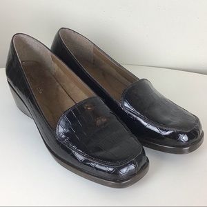 Aerosoles “Final Exam” Leather Croc Wedges sz 10